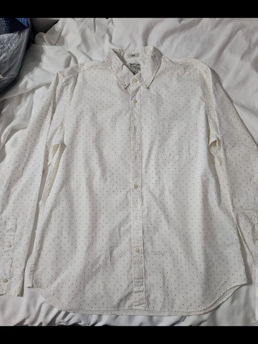 J. Crew White Button-Down Shirt with Black Micro Dots
